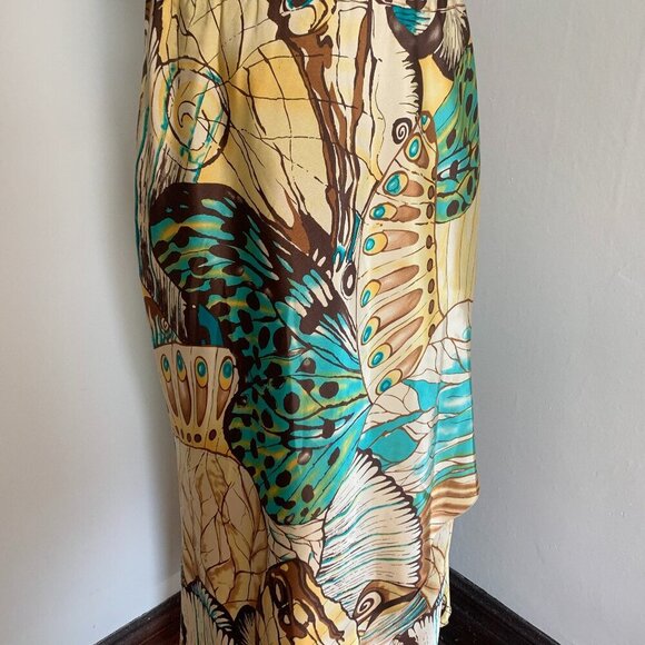 VTG y2k 2000s Russel Keng 100% Silk Midi Monarch Butterfly Skirt Layered Bias 8 - Picture 8 of 13